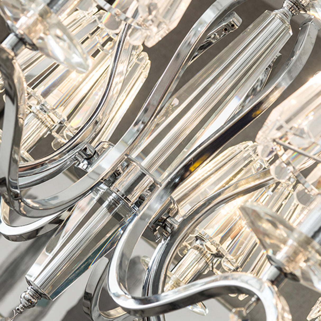 Adjustable Height Geometric Translucent Crystal Chandelier Image - 8