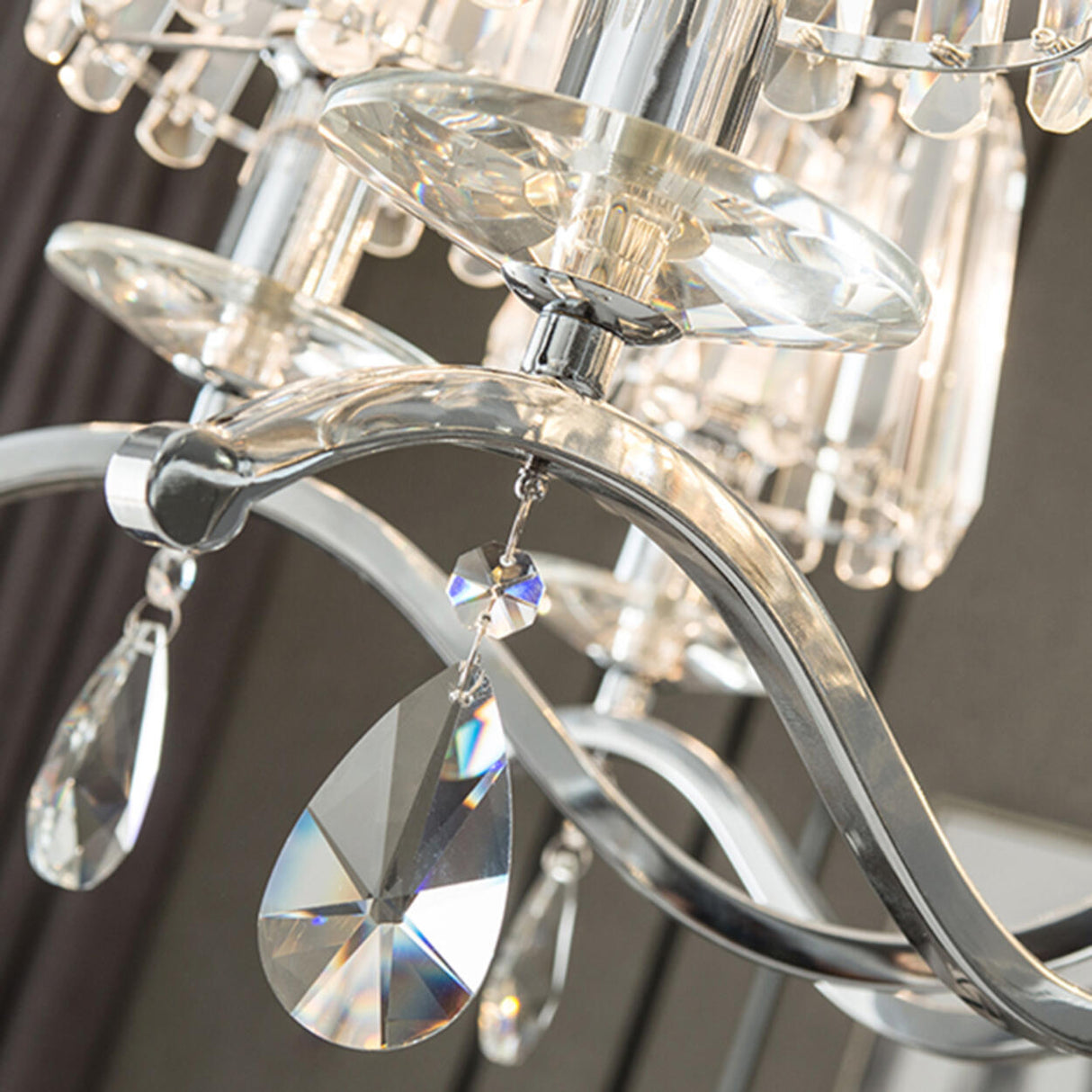 Adjustable Height Geometric Translucent Crystal Chandelier Image - 9