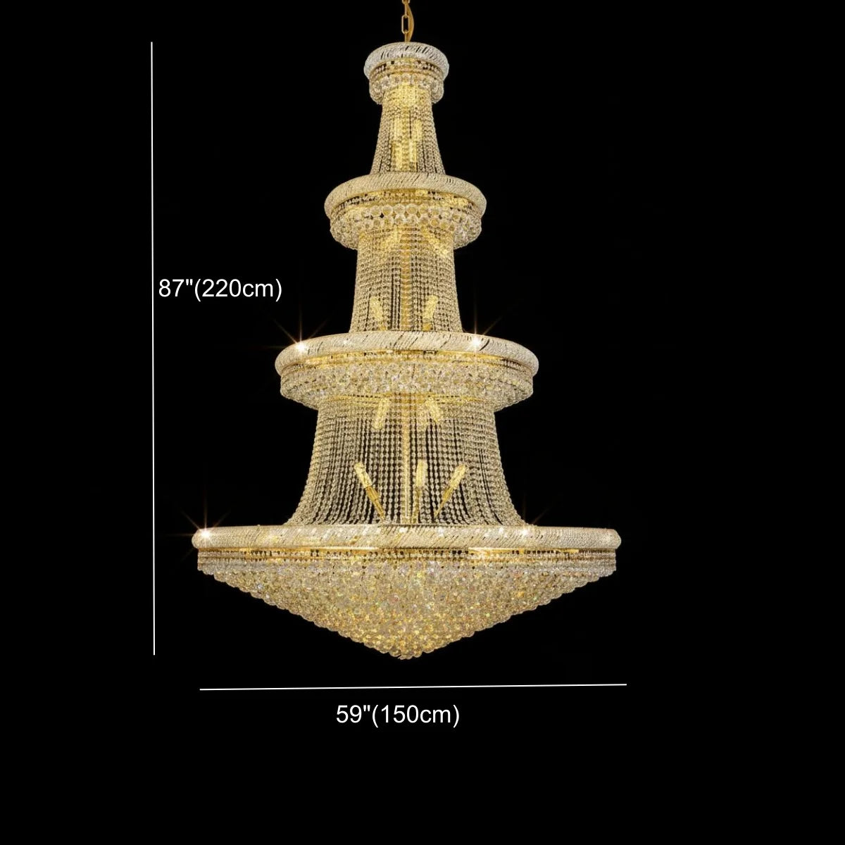 Adjustable Height Grand Gold Crystal Tiered Chandelier Image - 18