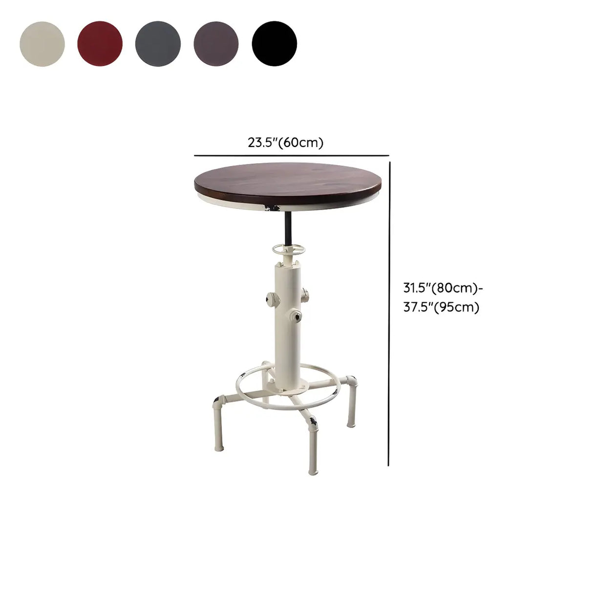 Adjustable Height Industrial Bar Table with Wood Top