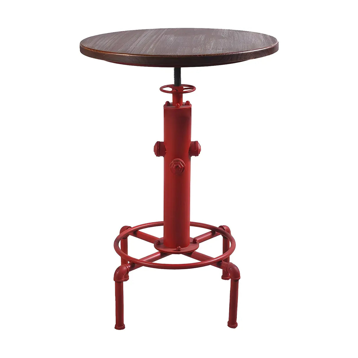 Adjustable Height Industrial Bar Table with Wood Top Image - 2