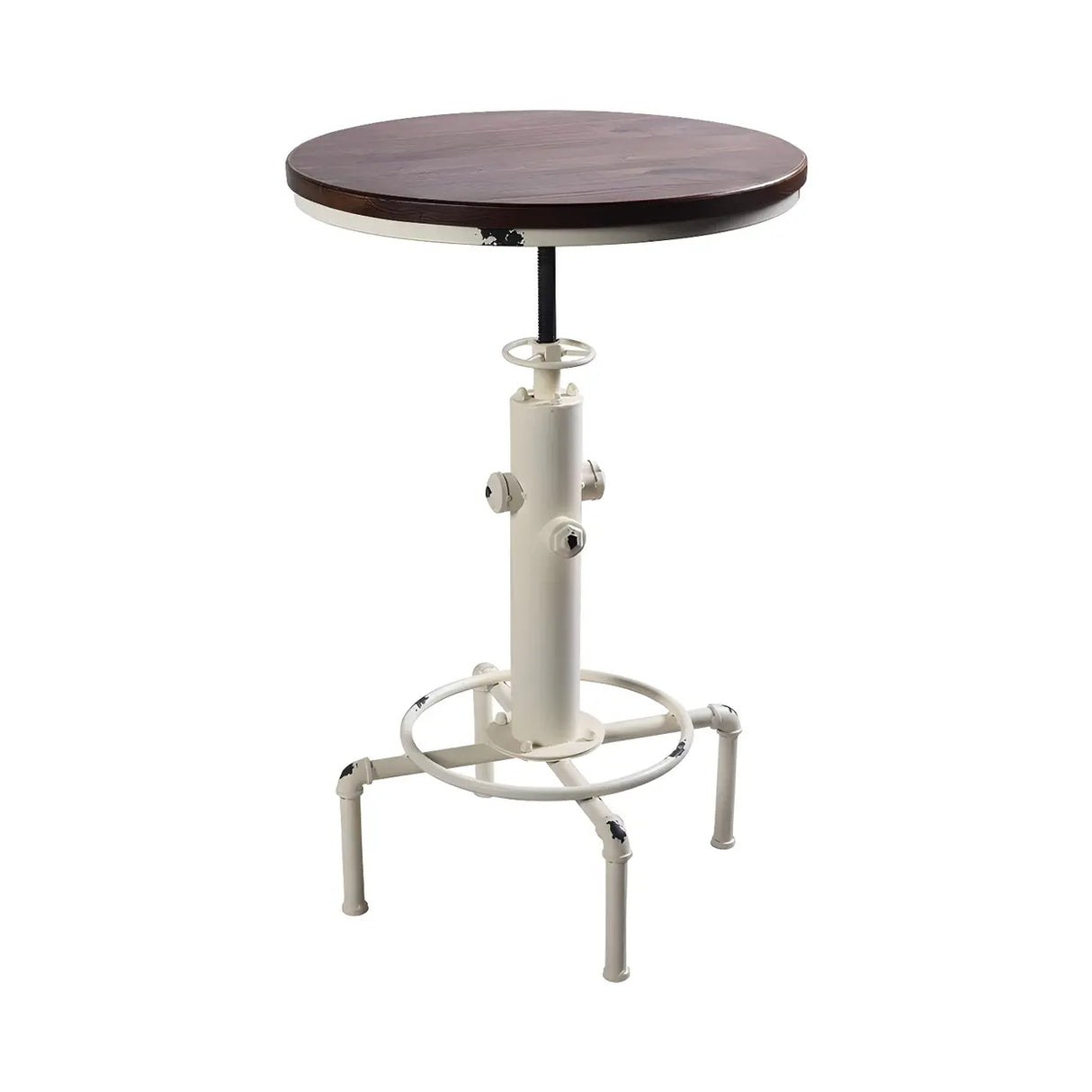 Adjustable Height Industrial Bar Table with Wood Top Image - 7