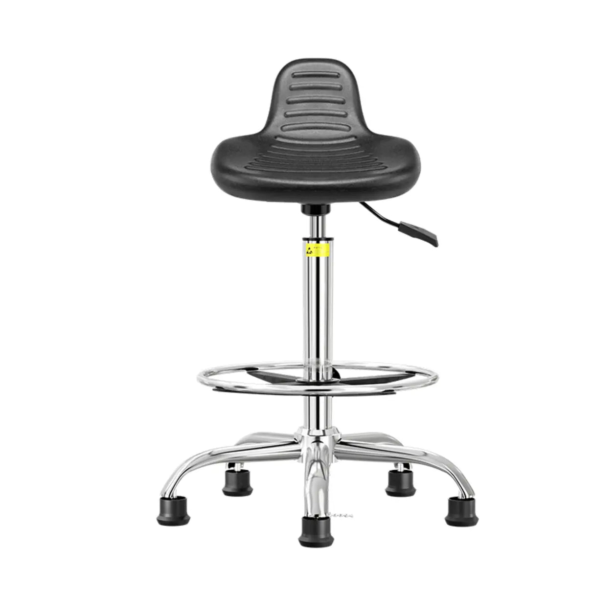 Adjustable Height Leather Bucket Bar Stool with Wheels Image - 1