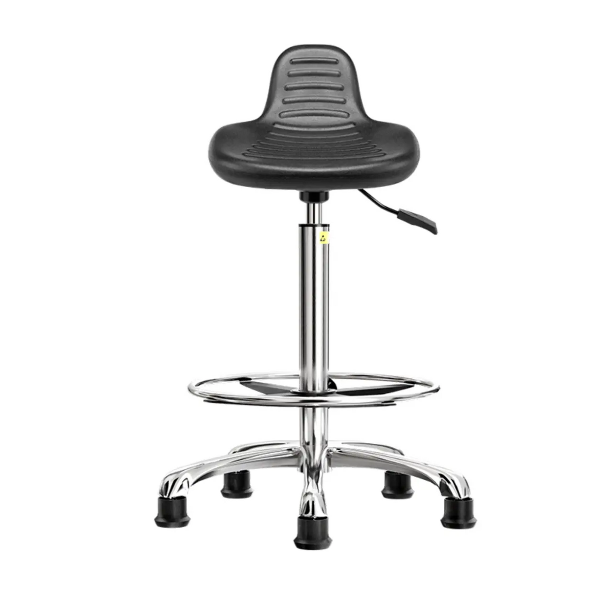 Adjustable Height Leather Bucket Bar Stool with Wheels Image - 2