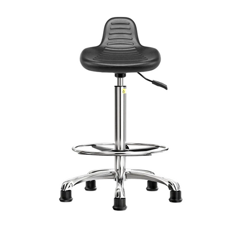 Adjustable Height Leather Bucket Bar Stool with Wheels Image - 2