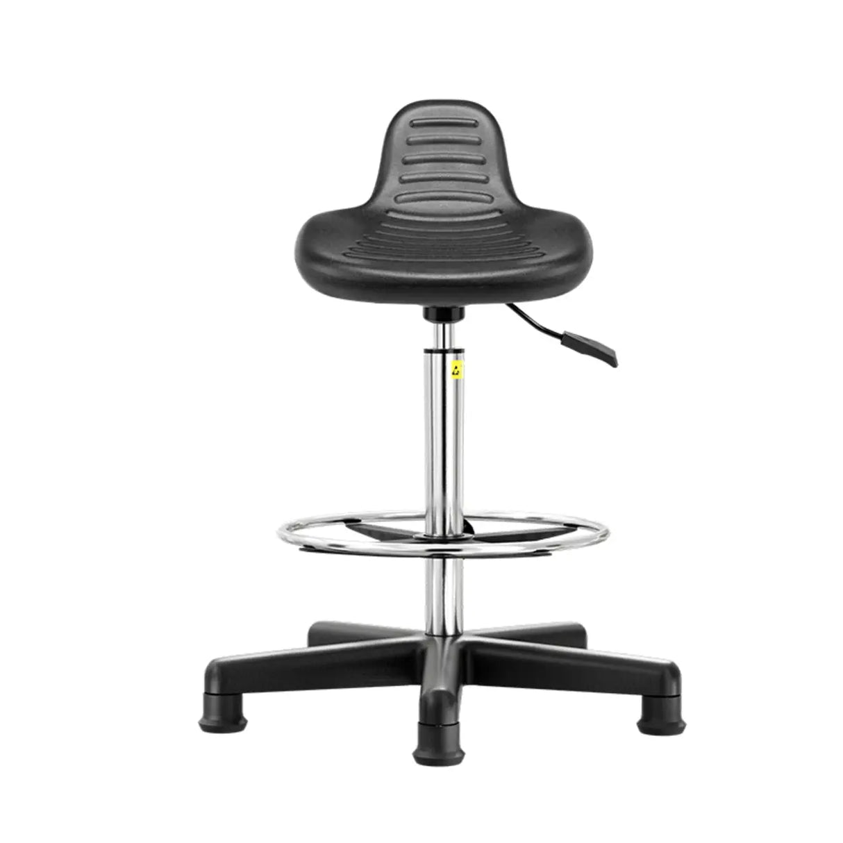 Adjustable Height Leather Bucket Bar Stool with Wheels Image - 3