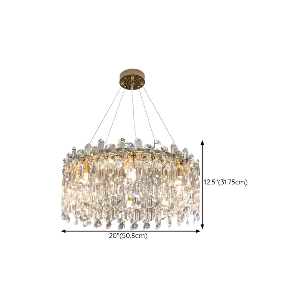 Adjustable Height Luxury Crystal Drum Chandelier