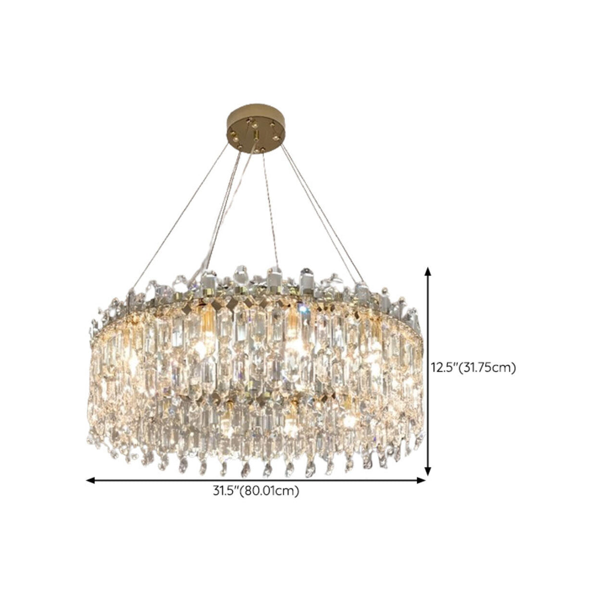 Adjustable Height Luxury Crystal Drum Chandelier Image - 22