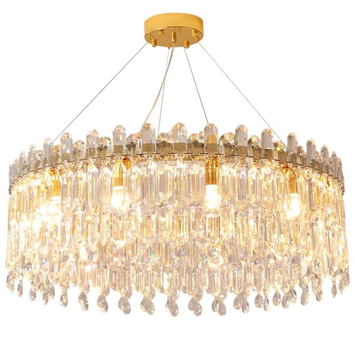 Adjustable Height Luxury Crystal Drum Chandelier Image - 5