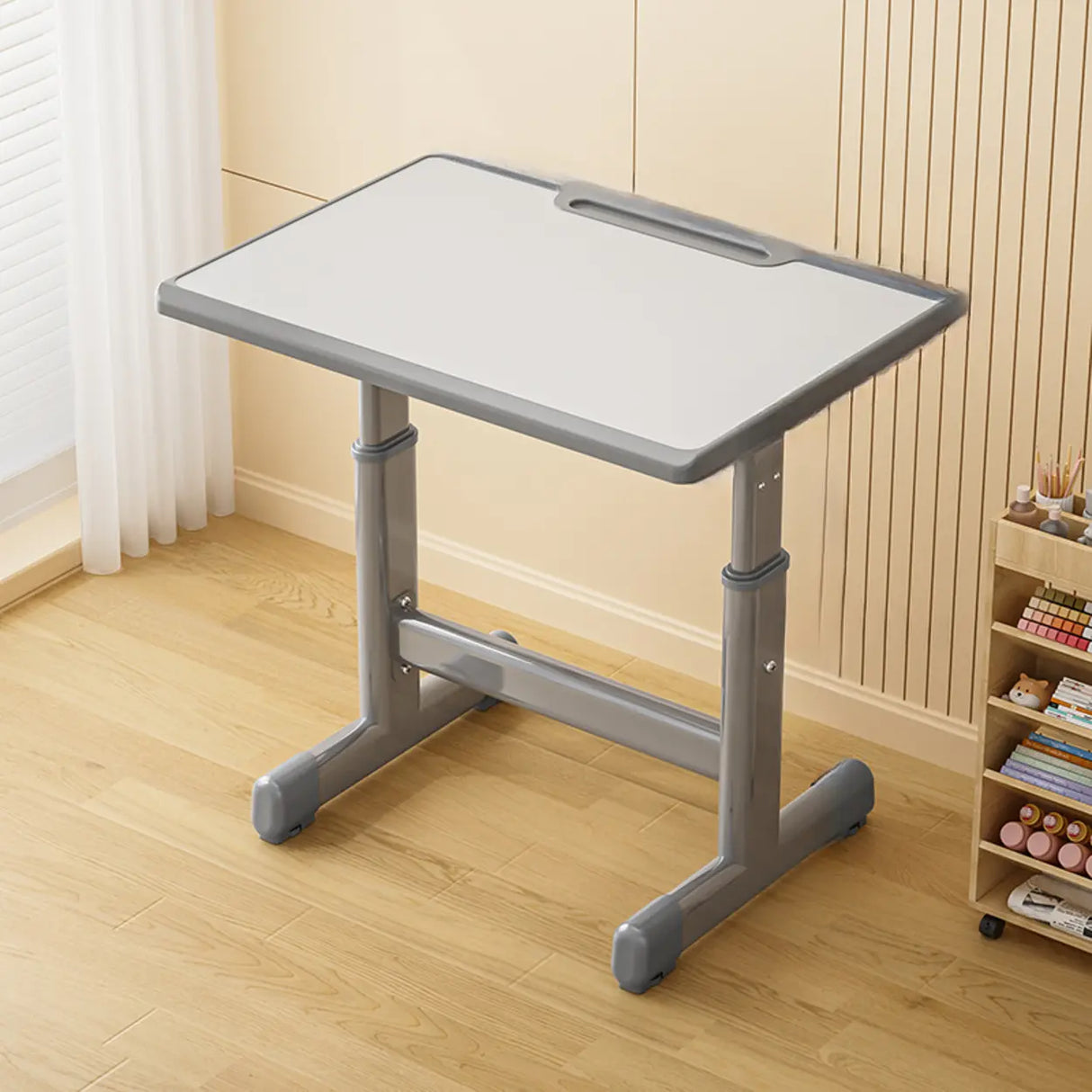 Adjustable Height Metal T-Shaped Base Kids Writing Desk Image - 2