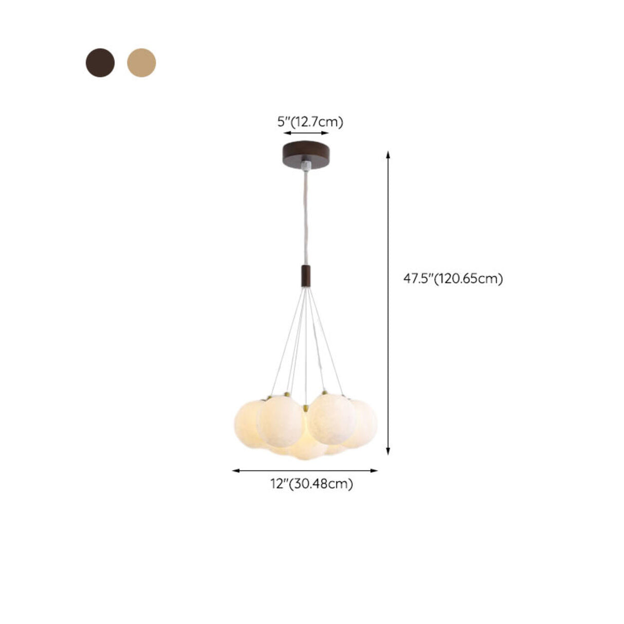 Adjustable Height Modern White Multi-Globe Chandelier