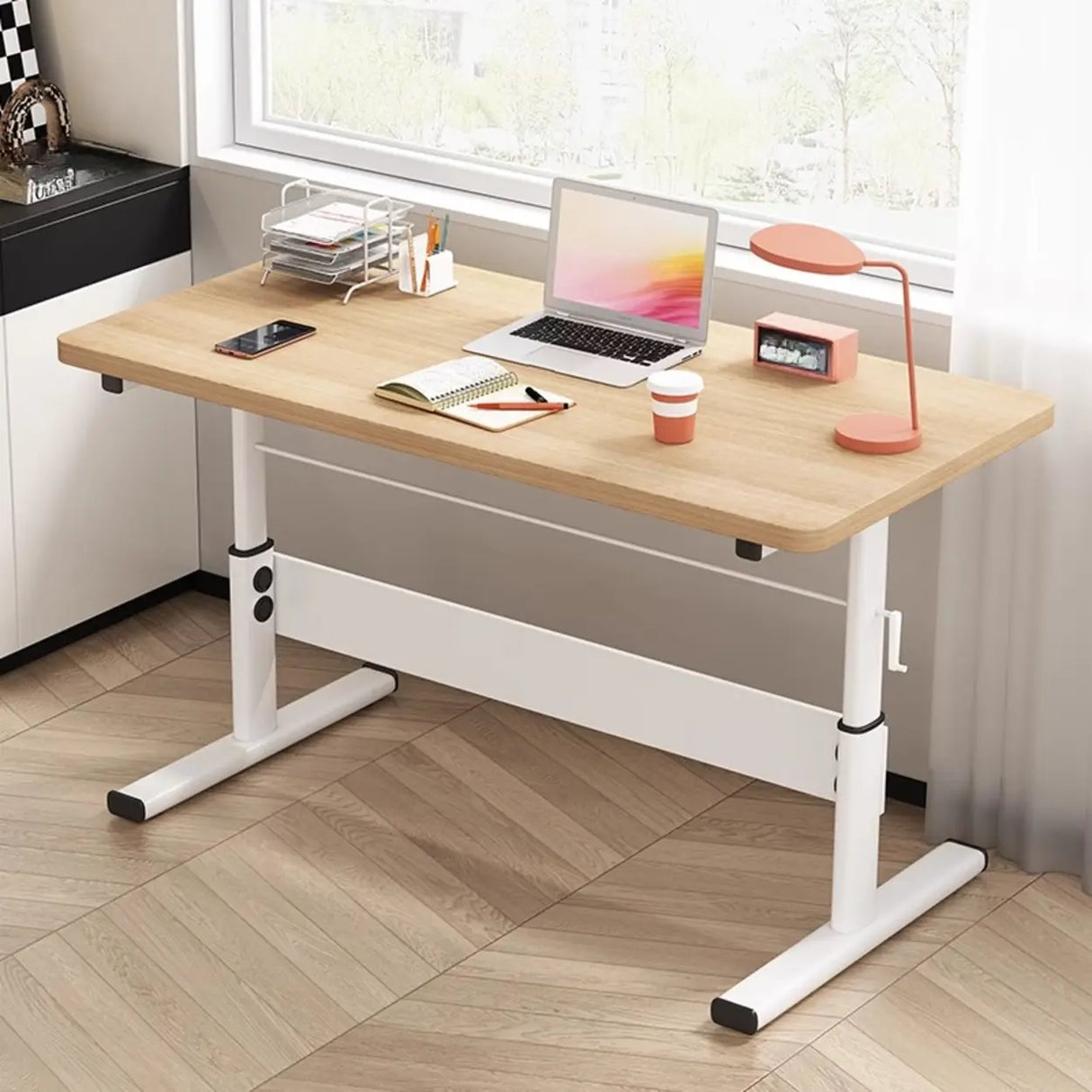 Adjustable Height Rectangular Steel Base Kids Desk Image - 2