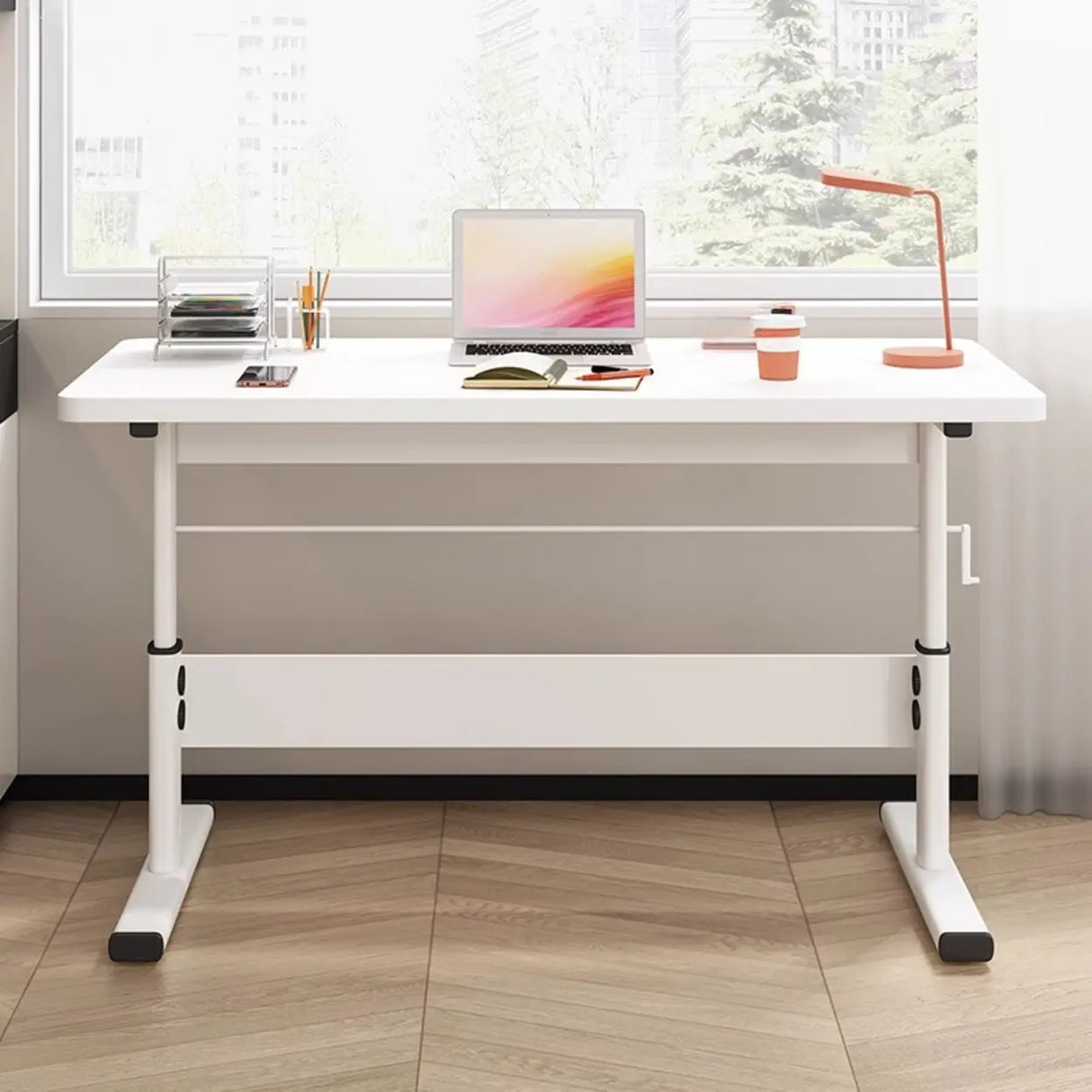 Adjustable Height Rectangular Steel Base Kids Desk Image - 4