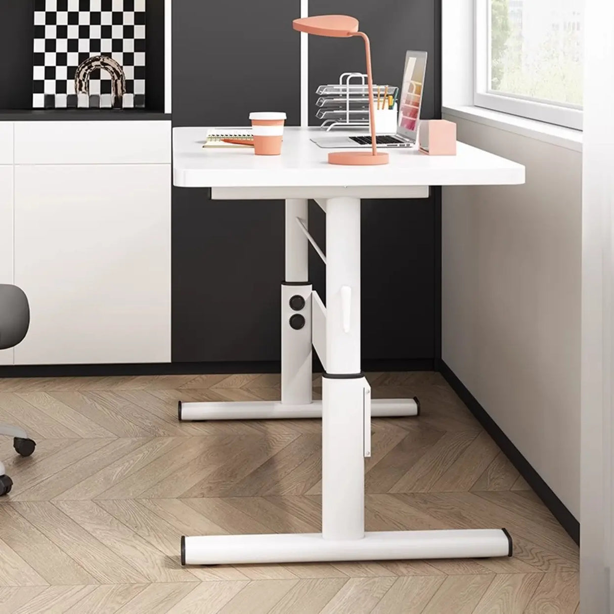 Adjustable Height Rectangular Steel Base Kids Desk Image - 5