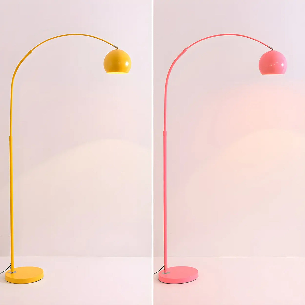 Adjustable Height Simple Yellow Dome Metal Floor Lamp Image - 11