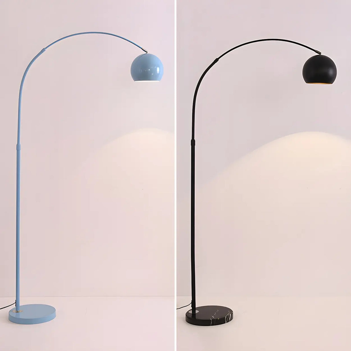 Adjustable Height Simple Yellow Dome Metal Floor Lamp Image - 12