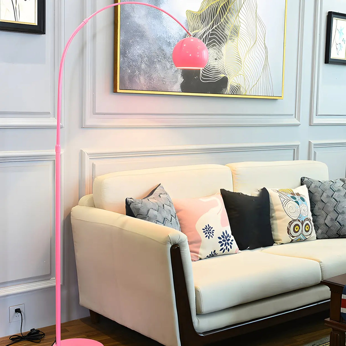 Adjustable Height Simple Yellow Dome Metal Floor Lamp Image - 17