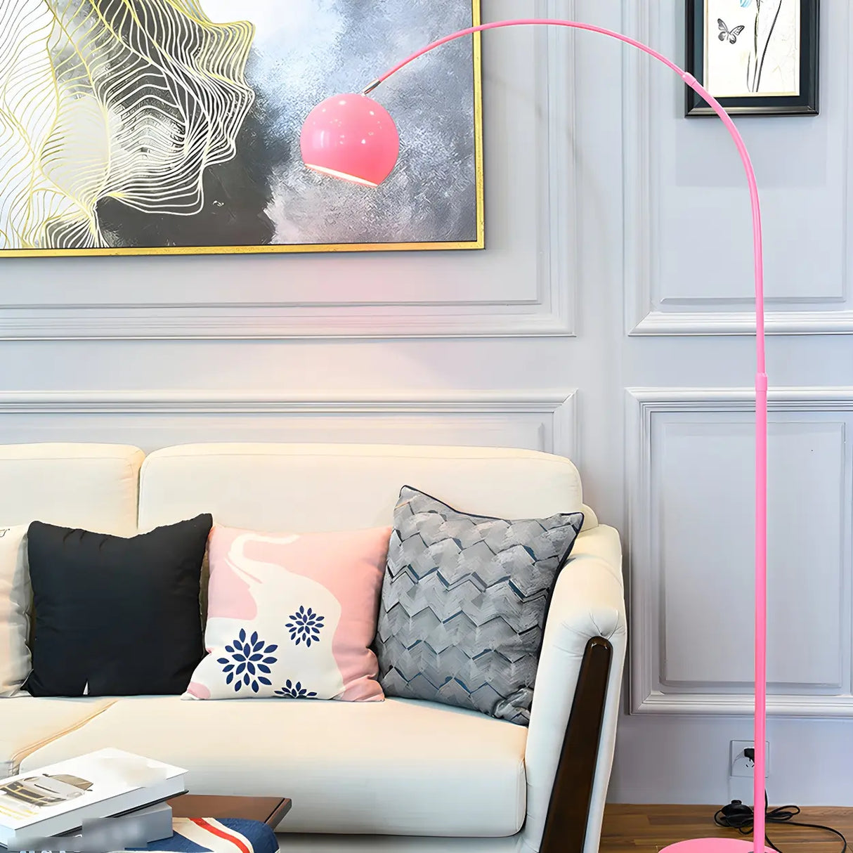 Adjustable Height Simple Yellow Dome Metal Floor Lamp Image - 19