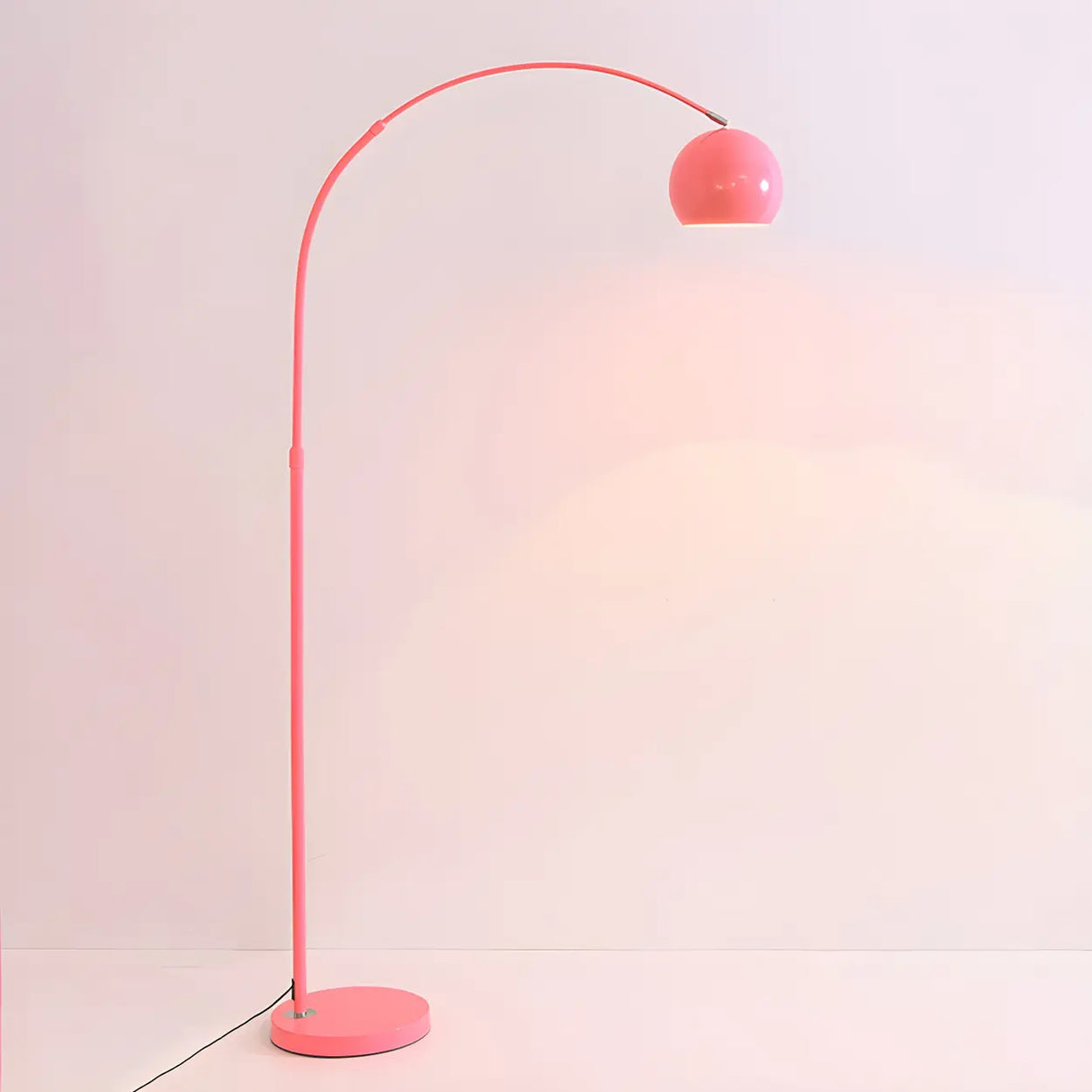 Adjustable Height Simple Yellow Dome Metal Floor Lamp Image - 2