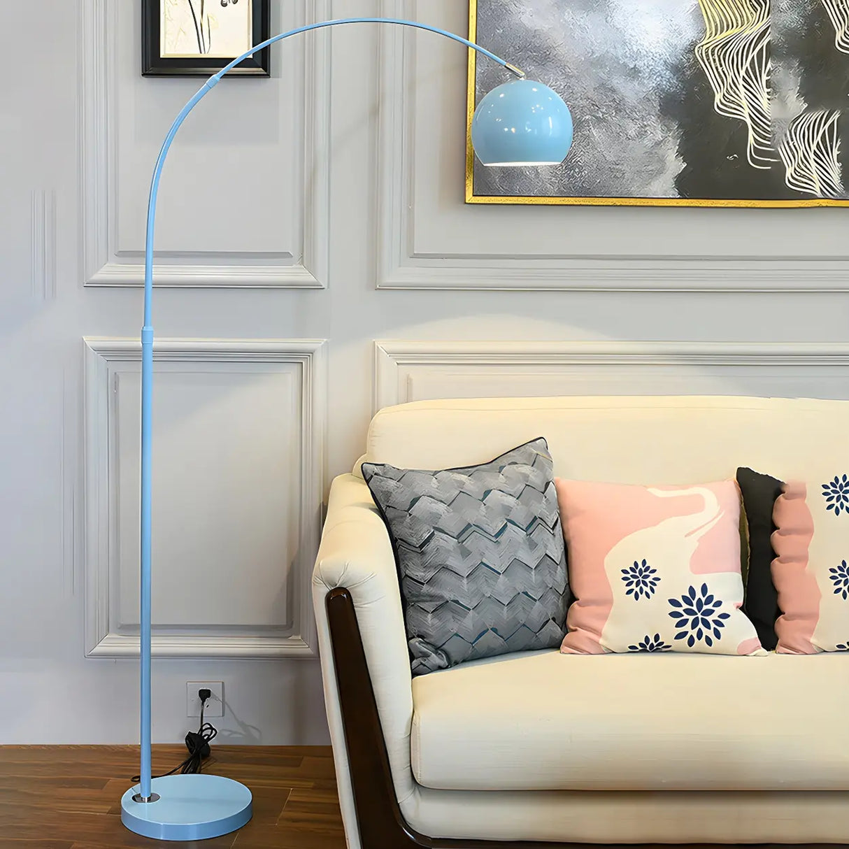 Adjustable Height Simple Yellow Dome Metal Floor Lamp Image - 20