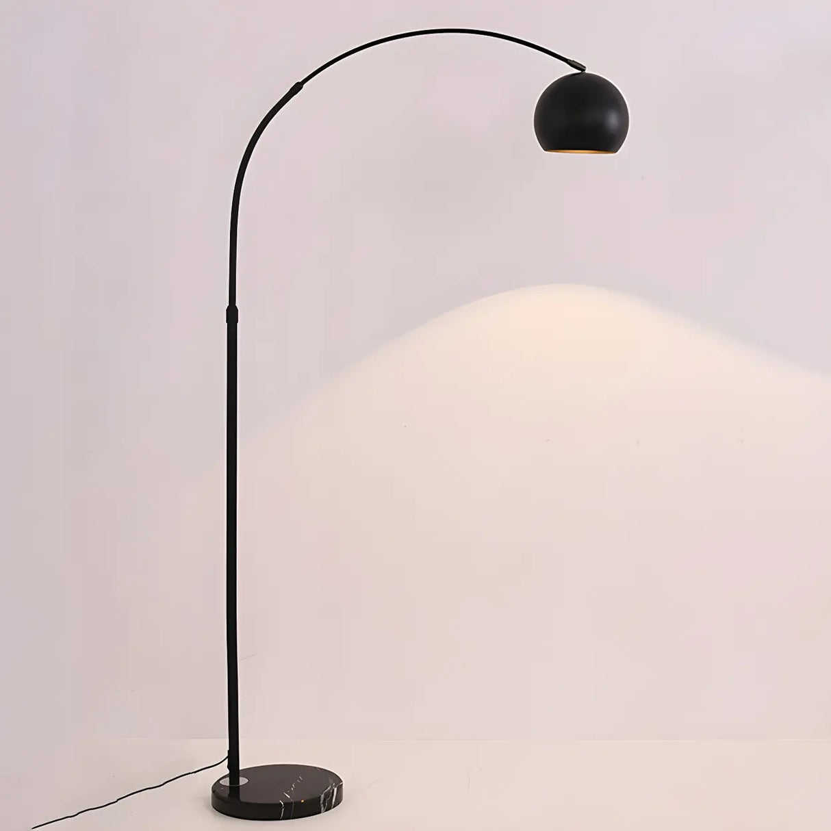 Adjustable Height Simple Yellow Dome Metal Floor Lamp Image - 4