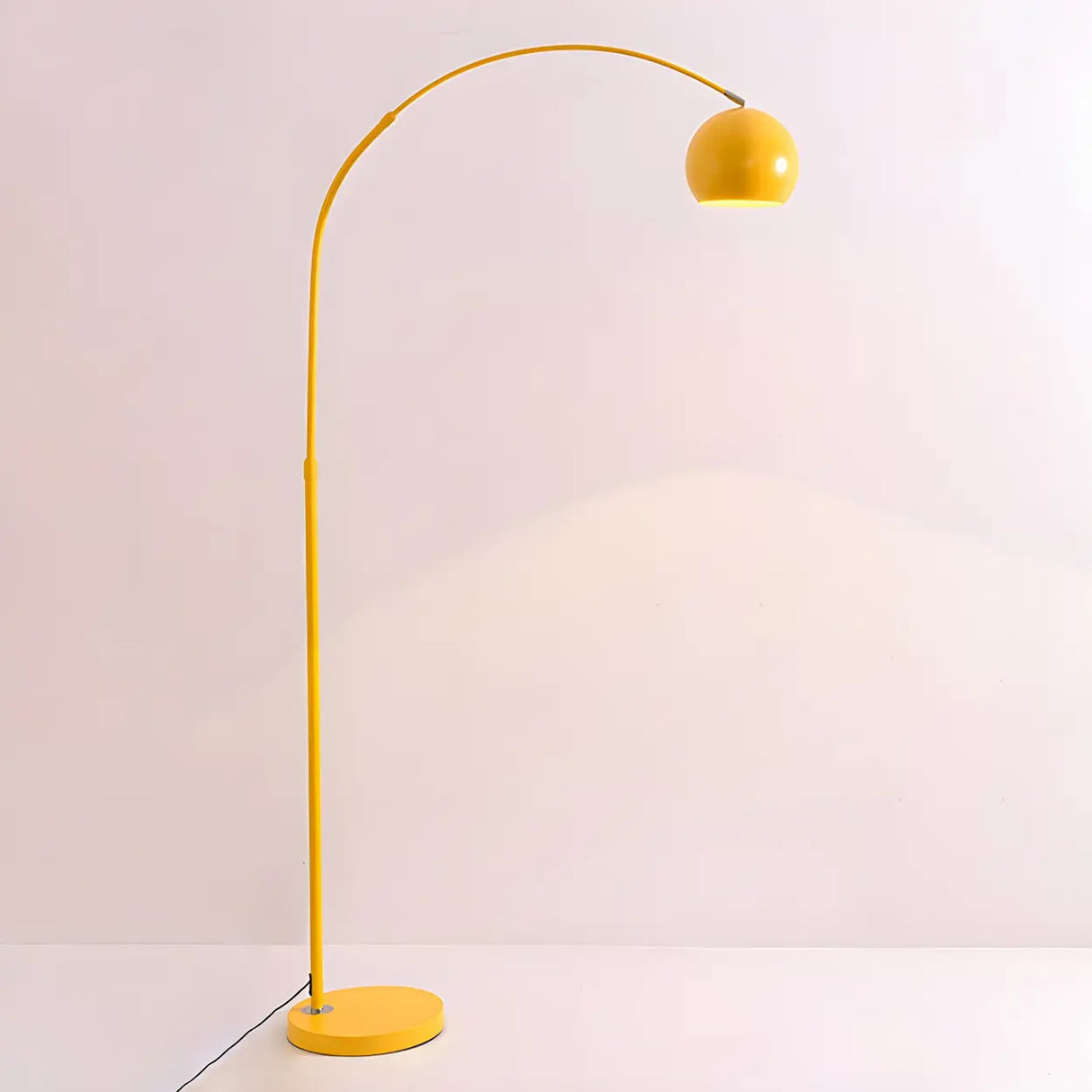 Adjustable Height Simple Yellow Dome Metal Floor Lamp Image - 6