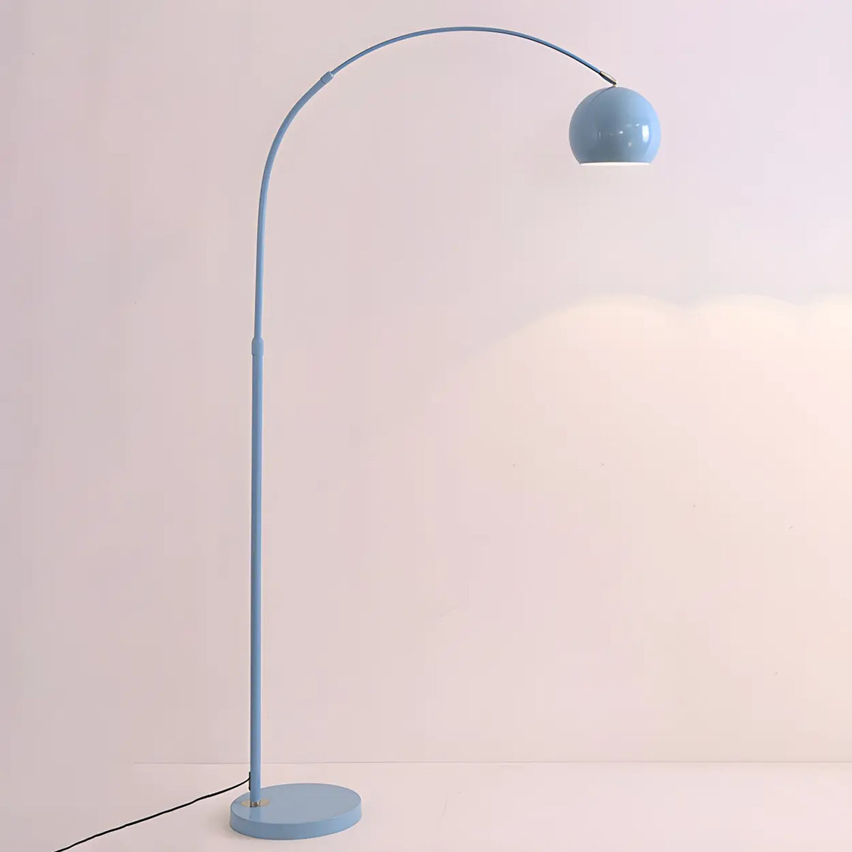 Adjustable Height Simple Yellow Dome Metal Floor Lamp Image - 8