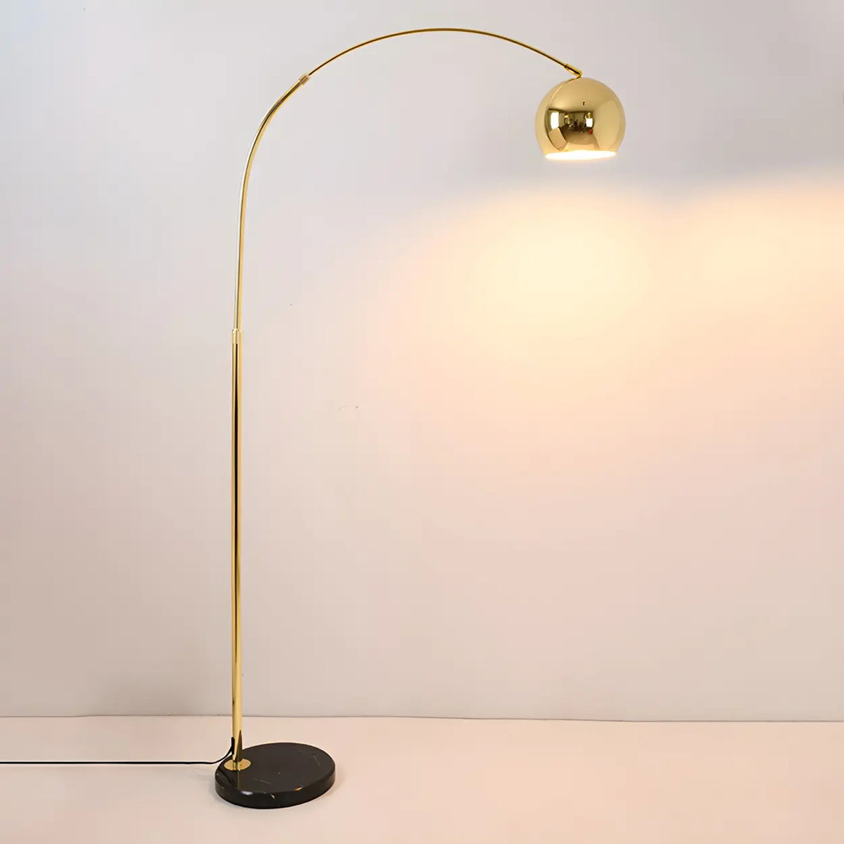 Adjustable Height Simple Yellow Dome Metal Floor Lamp Image - 9