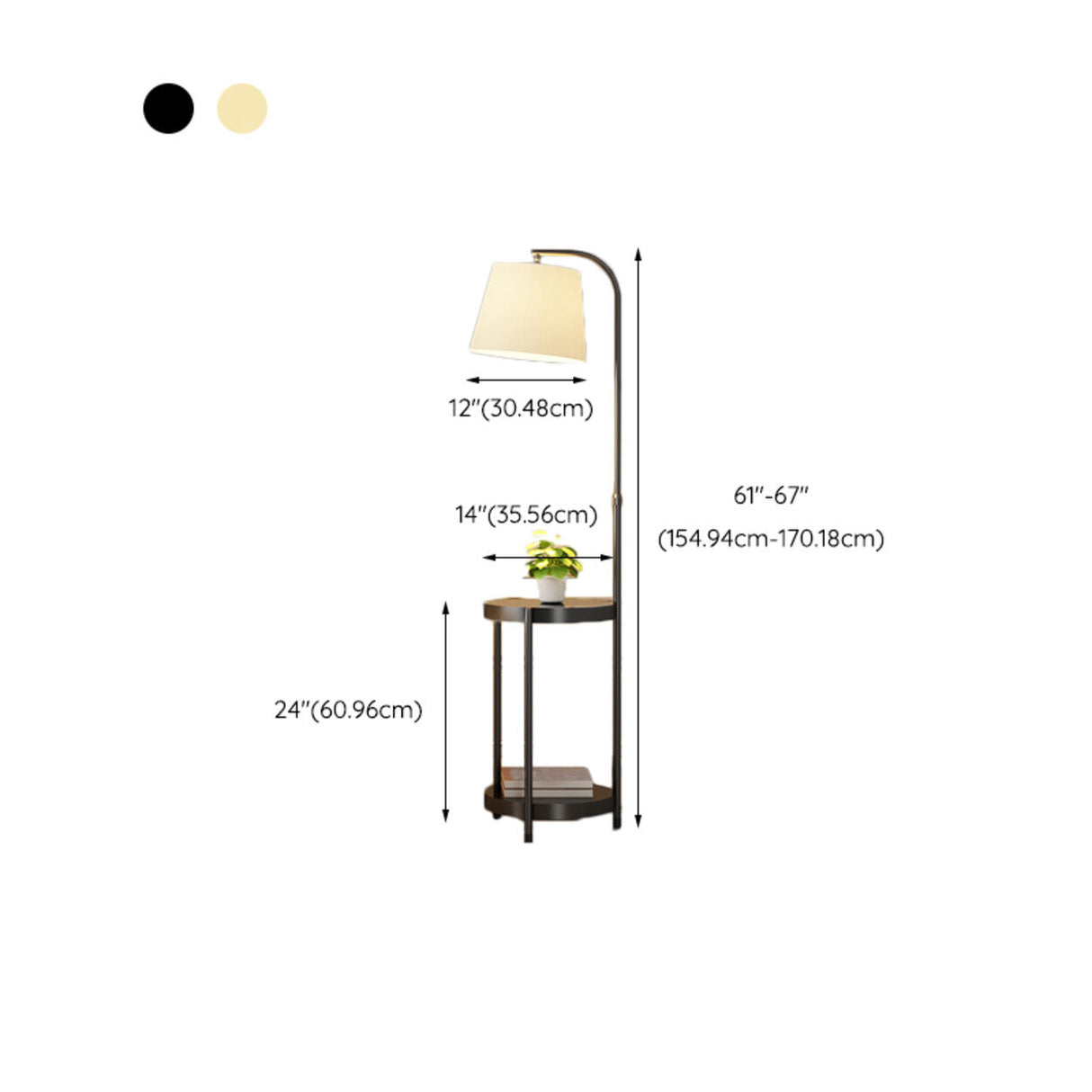 Adjustable Height Storage Shlef Side Table Floor Lamp