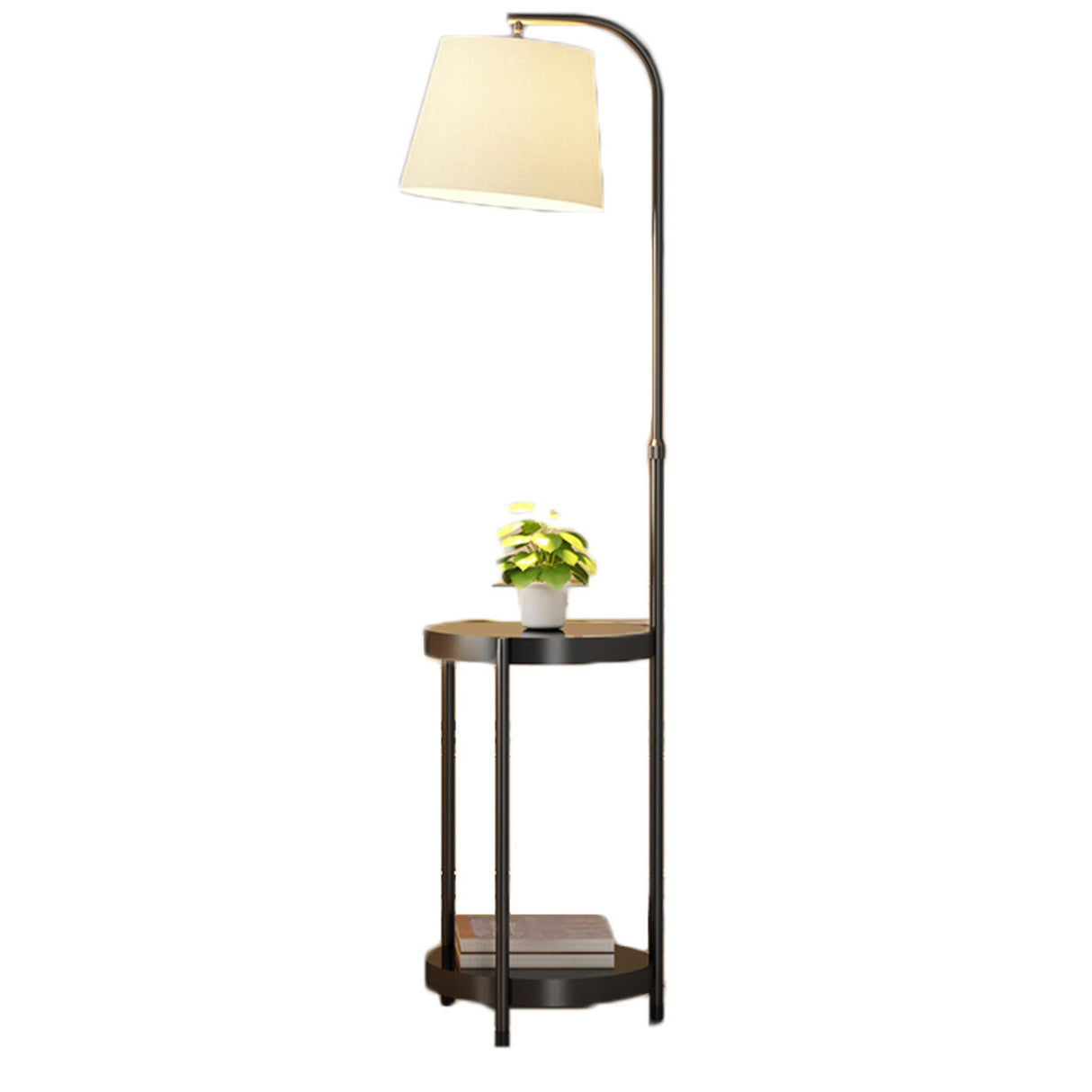 Adjustable Height Storage Shlef Side Table Floor Lamp Image - 7