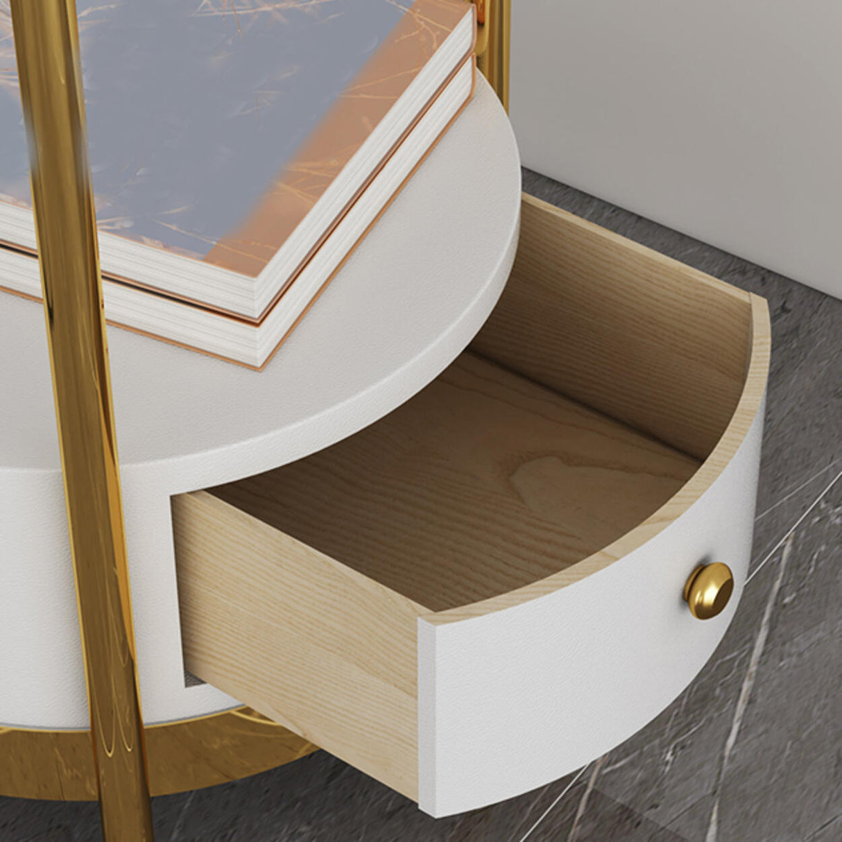 Adjustable Height Storage Shlef Side Table Floor Lamp Image - 9