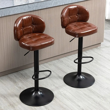Adjustable Height Swivel Bar Stool with Cushioned Backrest Image - 1