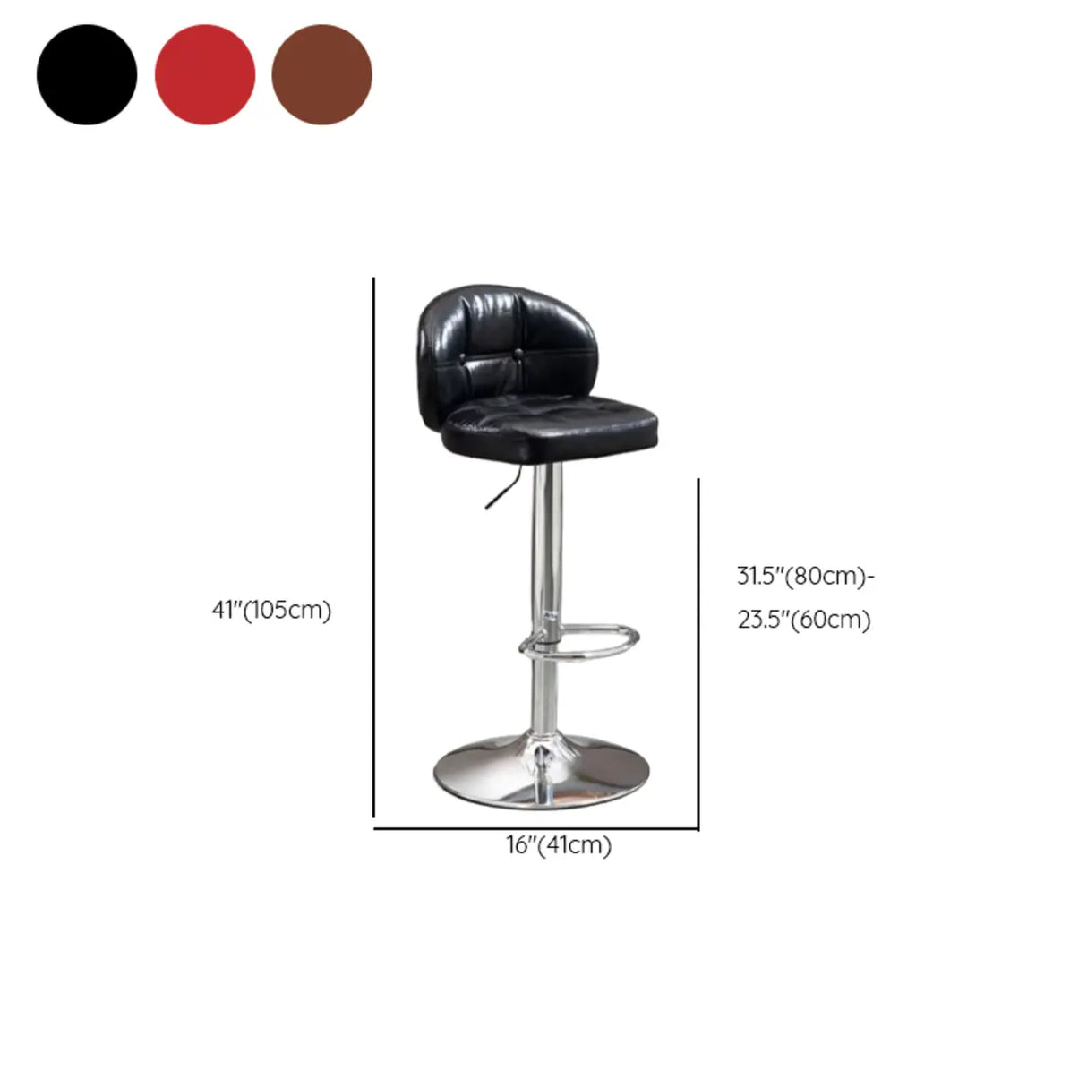 Adjustable Height Swivel Bar Stool with Cushioned Backrest