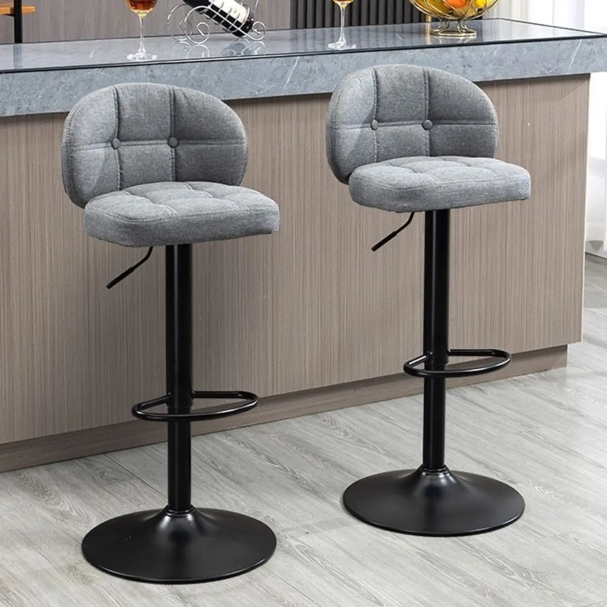 Adjustable Height Swivel Bar Stool with Cushioned Backrest Image - 4