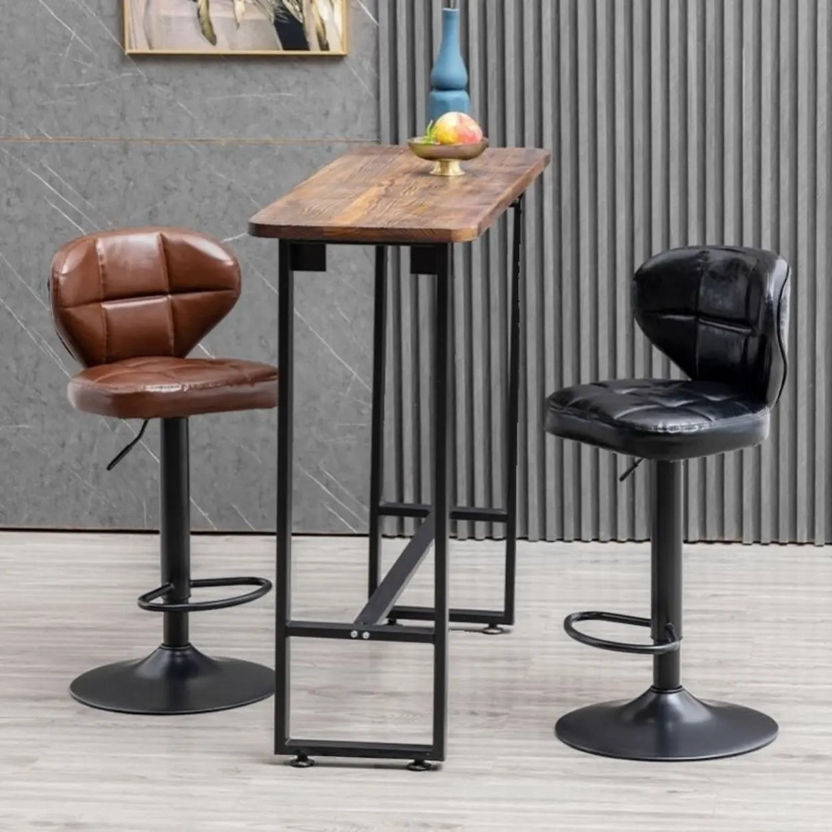 Adjustable Height Swivel Bar Stool with Cushioned Backrest Image - 8