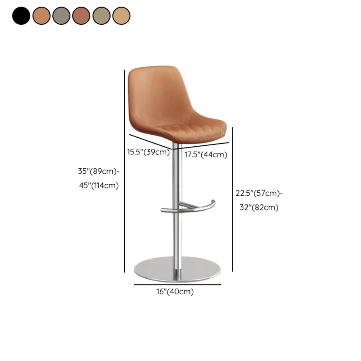 Adjustable Height Swivel Leather Bar Stool with Footrest