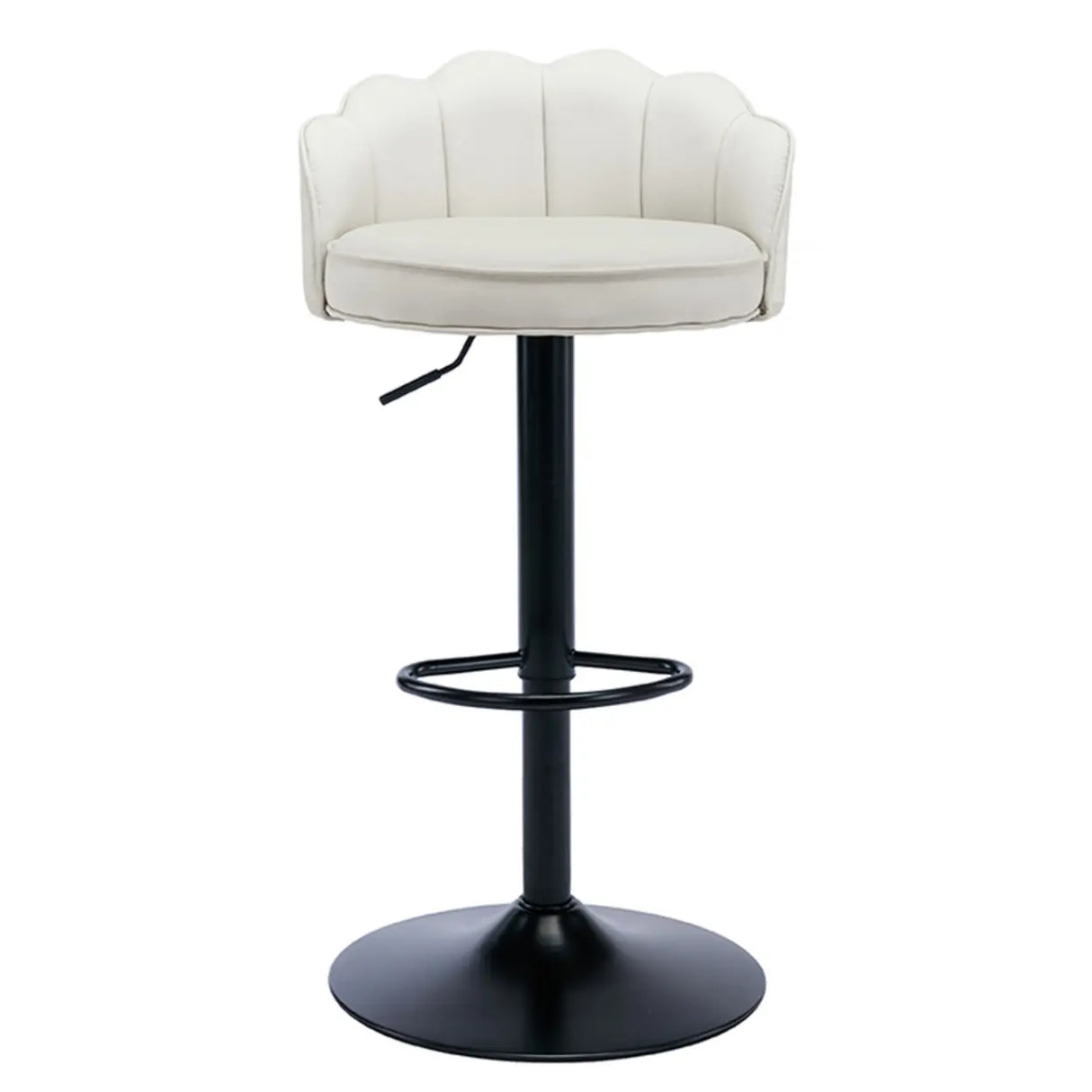 Adjustable Height Swivel Leather Curved Back Bar Stool Image - 12