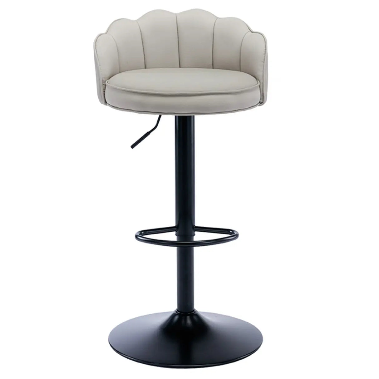 Adjustable Height Swivel Leather Curved Back Bar Stool Image - 14