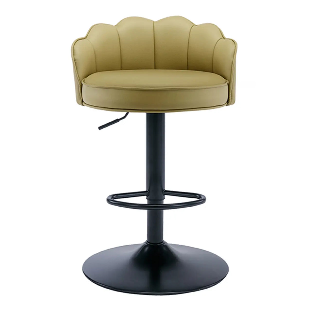 Adjustable Height Swivel Leather Curved Back Bar Stool Image - 15