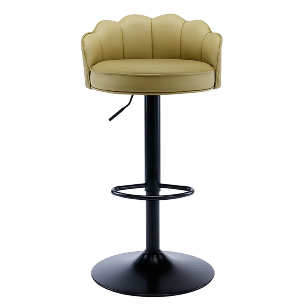 Adjustable Height Swivel Leather Curved Back Bar Stool Image - 16