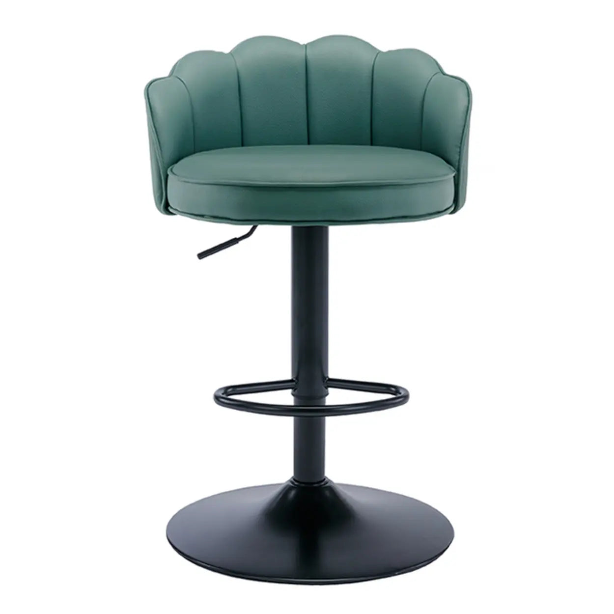 Adjustable Height Swivel Leather Curved Back Bar Stool Image - 17