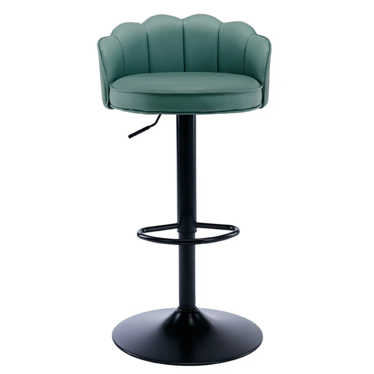 Adjustable Height Swivel Leather Curved Back Bar Stool Image - 18