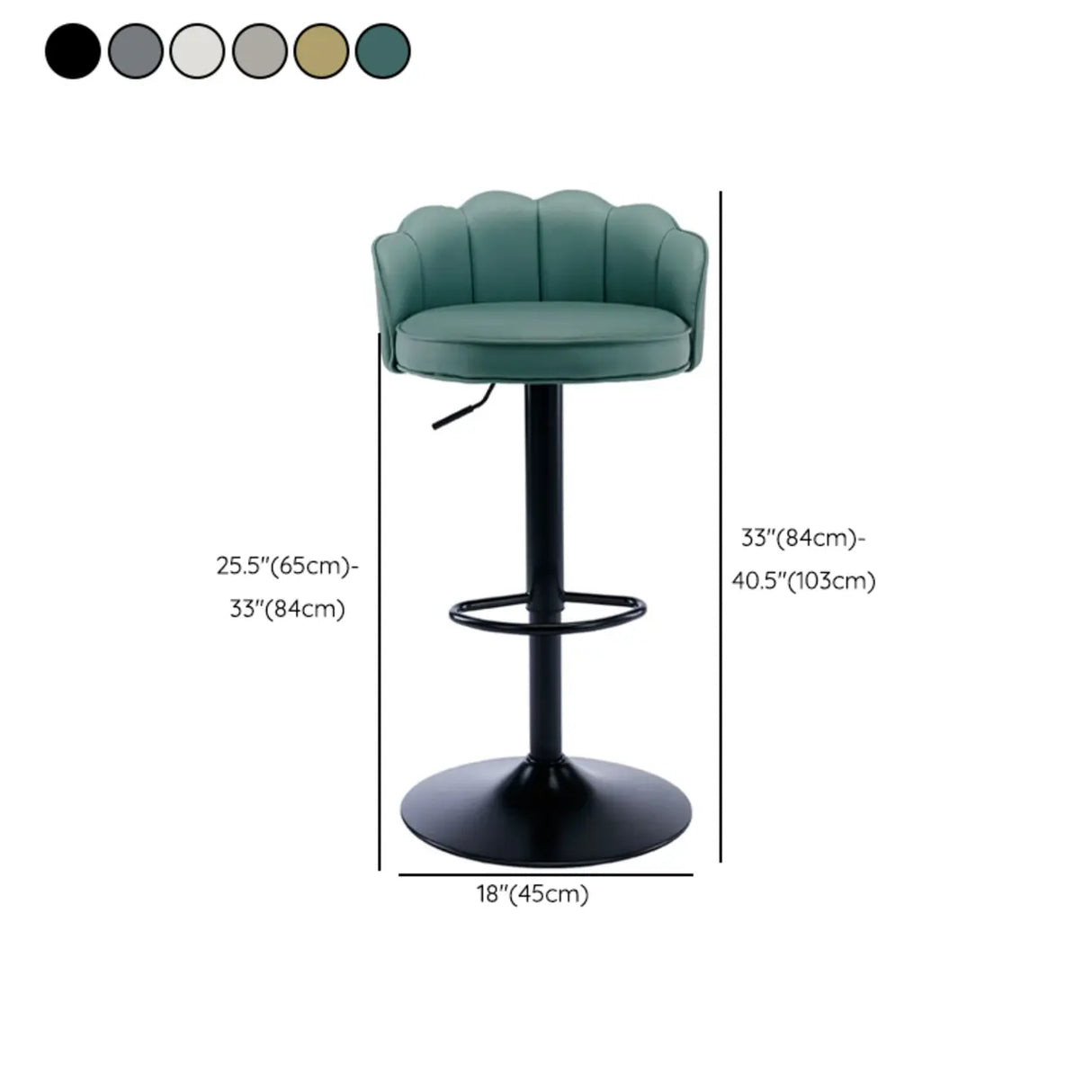 Adjustable Height Swivel Leather Curved Back Bar Stool Image - 20