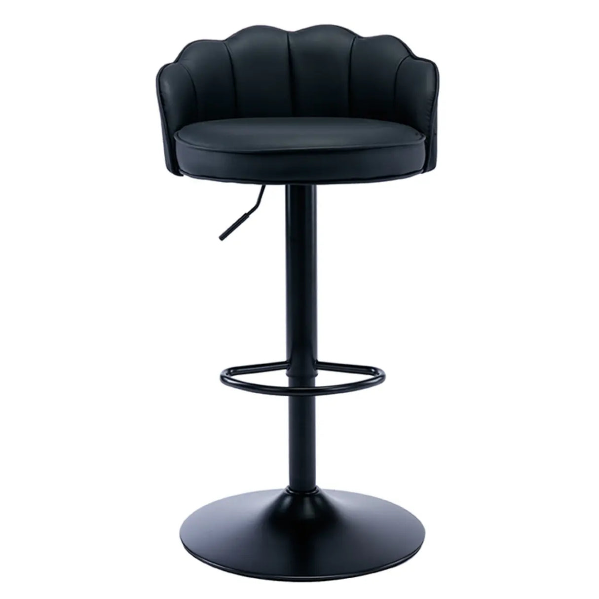 Adjustable Height Swivel Leather Curved Back Bar Stool Image - 2