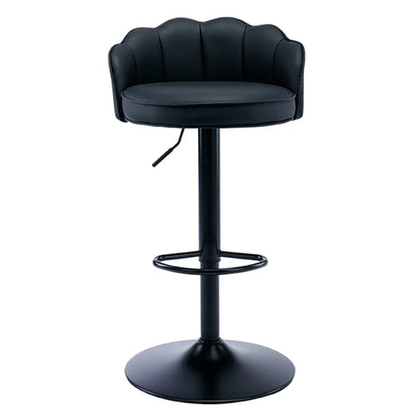 Adjustable Height Swivel Leather Curved Back Bar Stool Image - 2