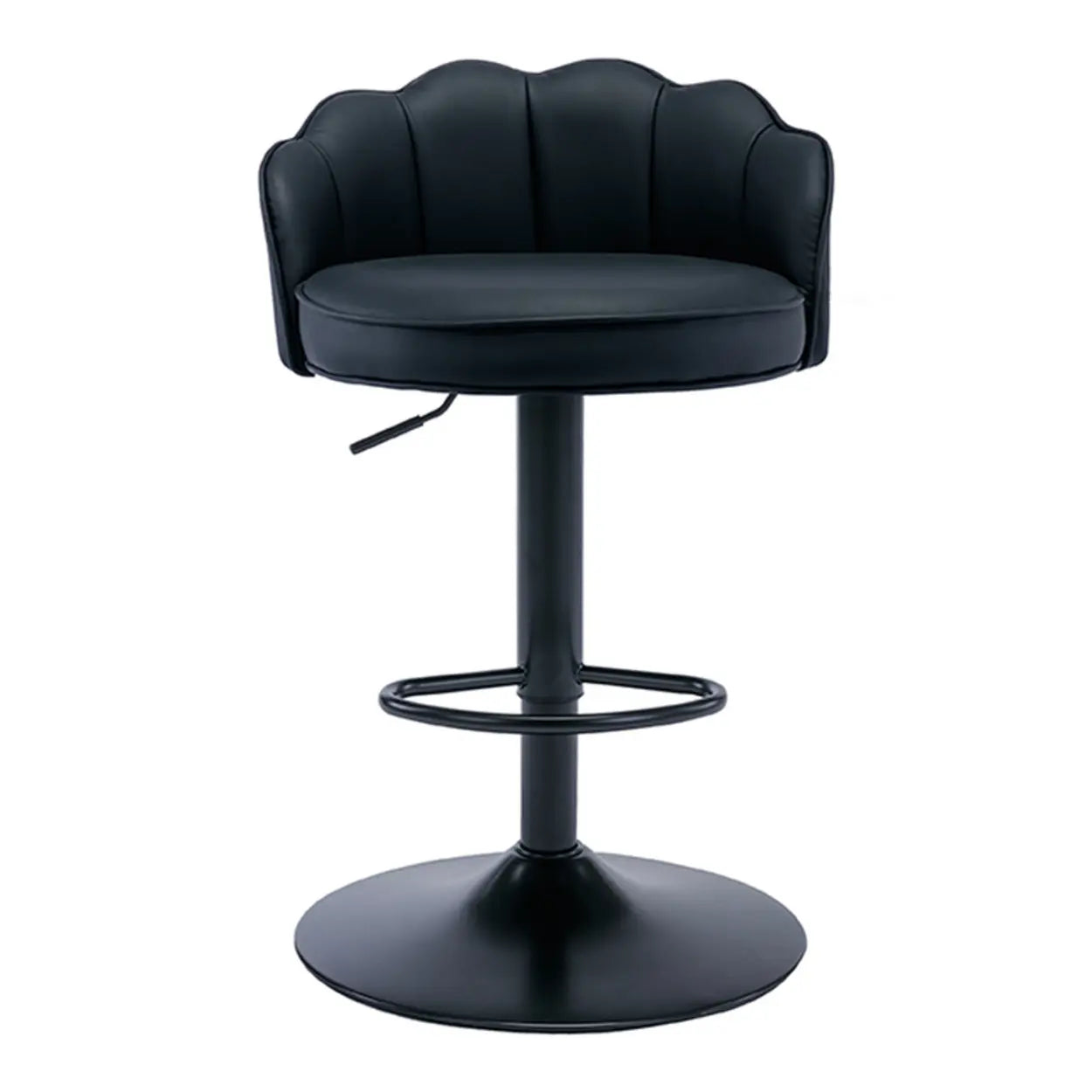 Adjustable Height Swivel Leather Curved Back Bar Stool Image - 4
