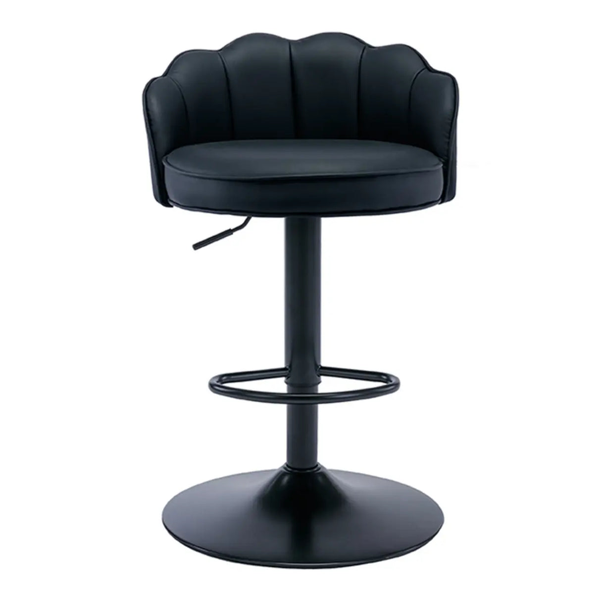 Adjustable Height Swivel Leather Curved Back Bar Stool Image - 4