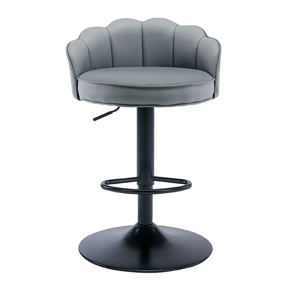 Adjustable Height Swivel Leather Curved Back Bar Stool Image - 5