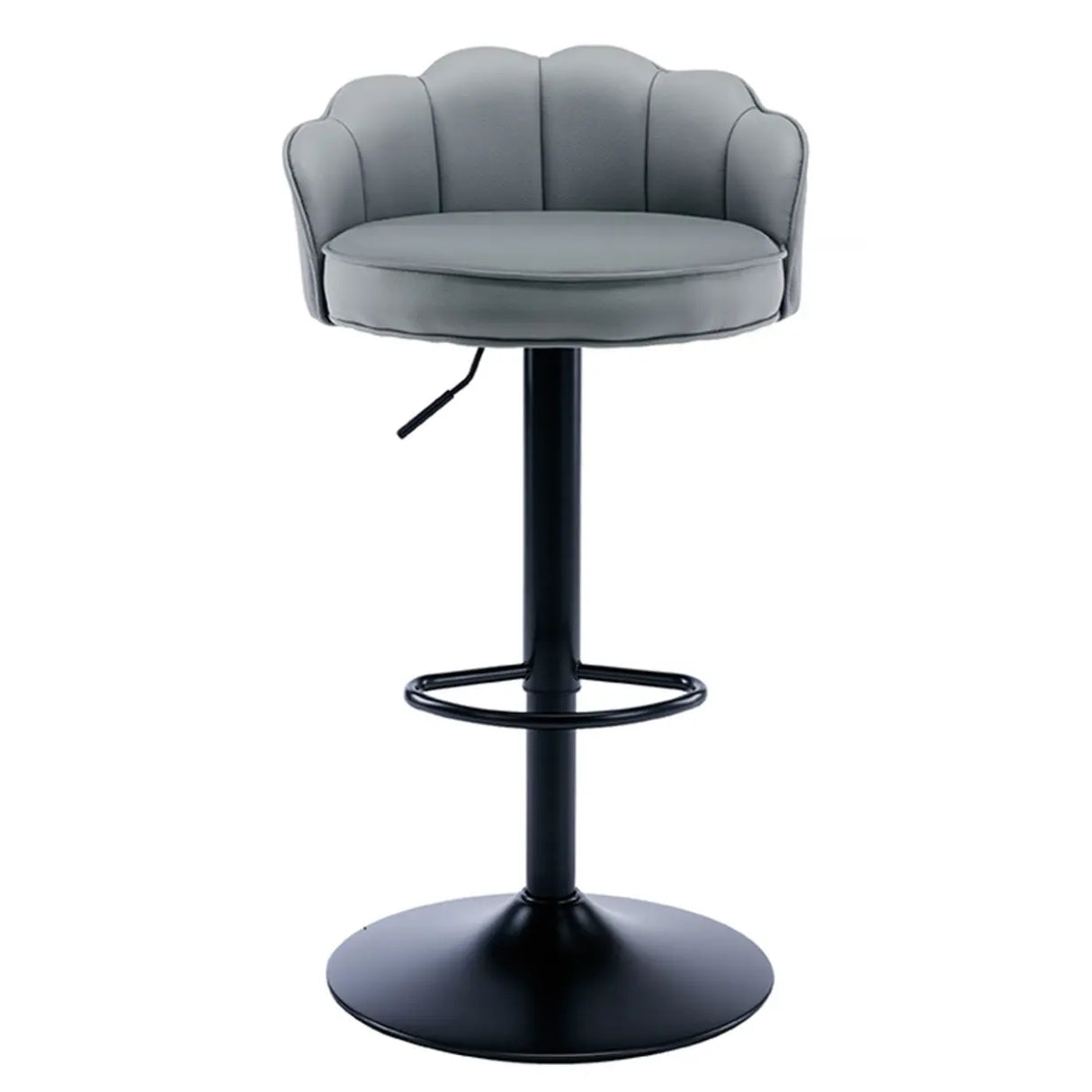 Adjustable Height Swivel Leather Curved Back Bar Stool Image - 7
