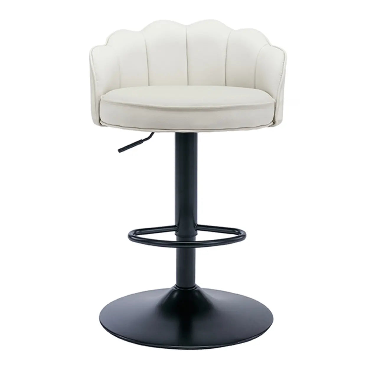 Adjustable Height Swivel Leather Curved Back Bar Stool Image - 9